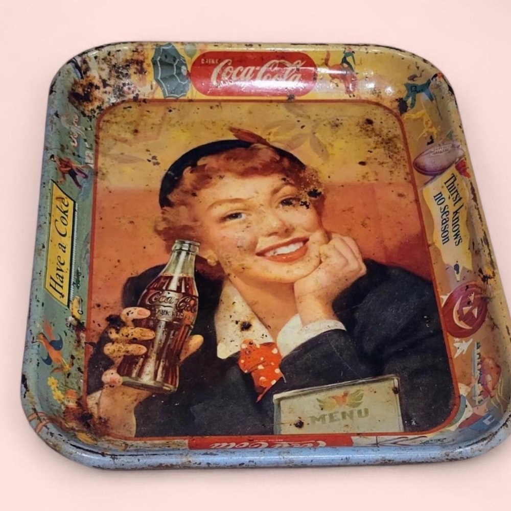 Coca-Cola Retro Advertising Tray in Red, Yellow & Blue